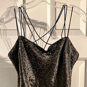Vintage Chelsea Nites | Metallic Sequin Gown | Color:Grey | Size:10